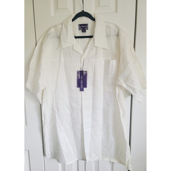 Empra Men's Linen Shirt Short Sleeve Button Up Casual 3XL Vintage NWT - Picture 1 of 8